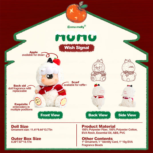 Translation missing: en.MOMO Wishful Scent Vinyl Figurine: Collectible Aromatherapy Decor with Removable Apple, Festive Mulled Wine Fragrance, Premium Plush &amp; Eco-Vinyl Stuffed Animal, Unique for Lovers