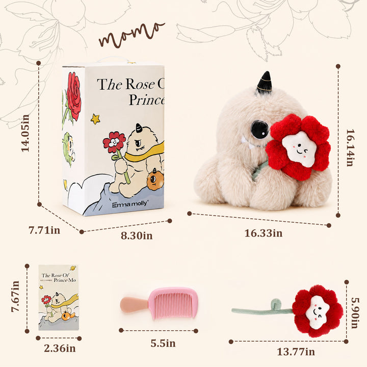 Translation missing: en.Little Prince Inspired MOMO Scented Plush Doll with Rose – B-612 Planet Guardian, Aromatherapy Stuffed Animal with Replaceable Fragrance Beads &amp; 4 Scents (Lavender + Rose), Romantic Gift for Her/Him