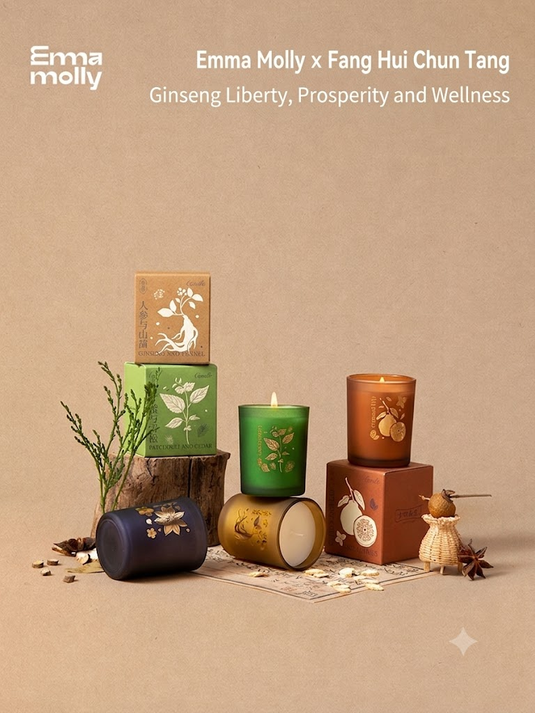Translation missing: en.Fanghuichuntang x EMMA MOLLY Herbal Soy Candle Collection - 370-Year-Old TCM Heritage, 4 Traditional Chinese Medicine Scents, 60g Premium Aromatherapy Candle Gift