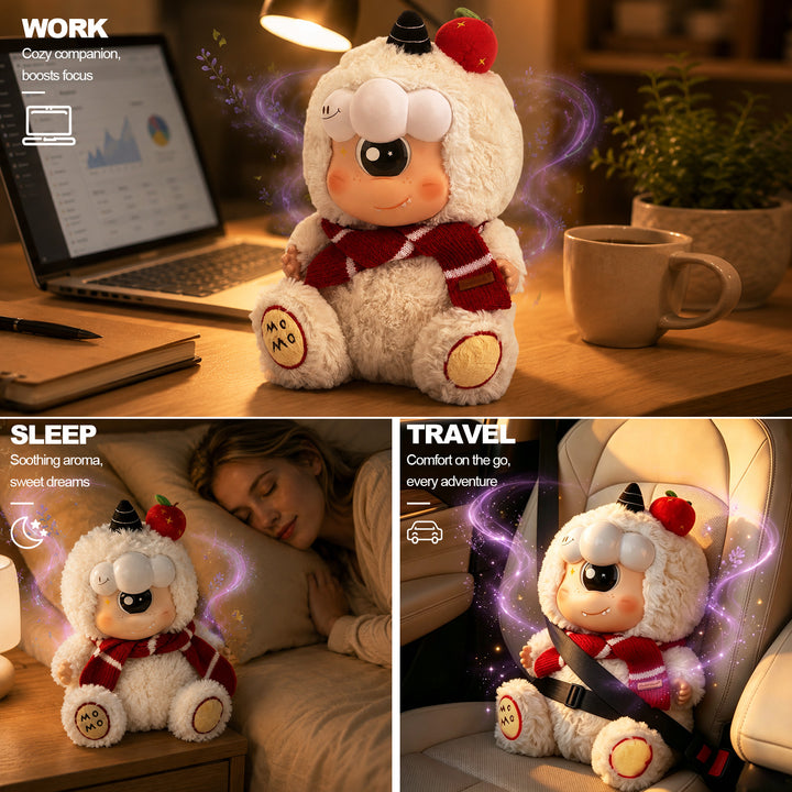 Translation missing: en.MOMO Wishful Scent Vinyl Figurine: Collectible Aromatherapy Decor with Removable Apple, Festive Mulled Wine Fragrance, Premium Plush &amp; Eco-Vinyl Stuffed Animal, Unique for Lovers