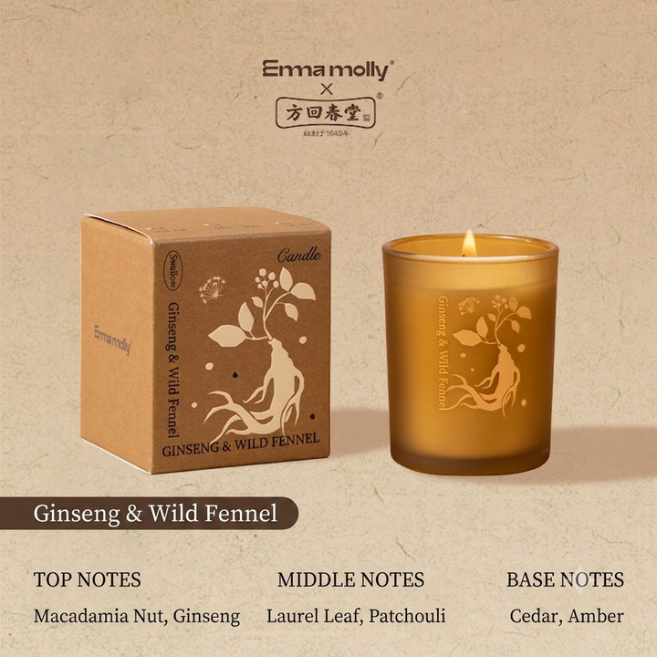 Translation missing: en.Fanghuichuntang x EMMA MOLLY Herbal Soy Candle Collection - 370-Year-Old TCM Heritage, 4 Traditional Chinese Medicine Scents, 60g Premium Aromatherapy Candle Gift