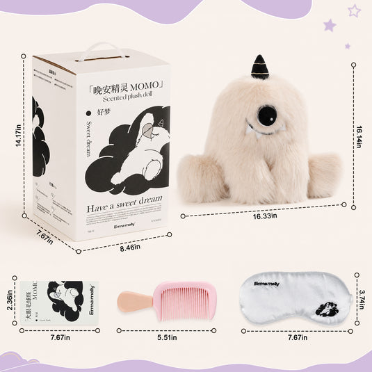 Translation missing: en.MOMO Scented Plush Doll - Aromatherapy Stuffed Animal with Replaceable Fragrance Beads, Lavender &amp; Junberry Scent, Ultra-Soft Fluffy Plushie for Home, Bedroom, &amp; Gift, Soothing Cloud Companion