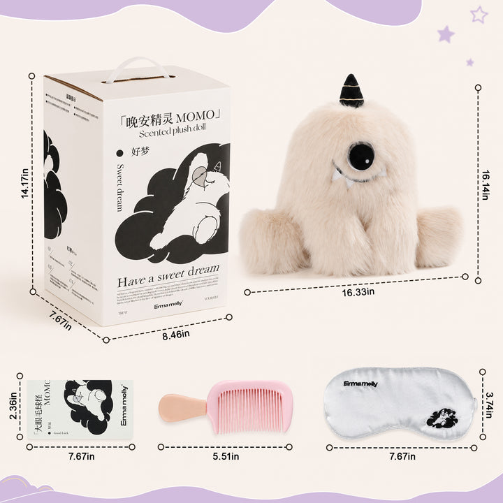 Translation missing: en.MOMO Scented Plush Doll - Aromatherapy Stuffed Animal with Replaceable Fragrance Beads, Lavender &amp; Junberry Scent, Ultra-Soft Fluffy Plushie for Home, Bedroom, &amp; Gift, Soothing Cloud Companion
